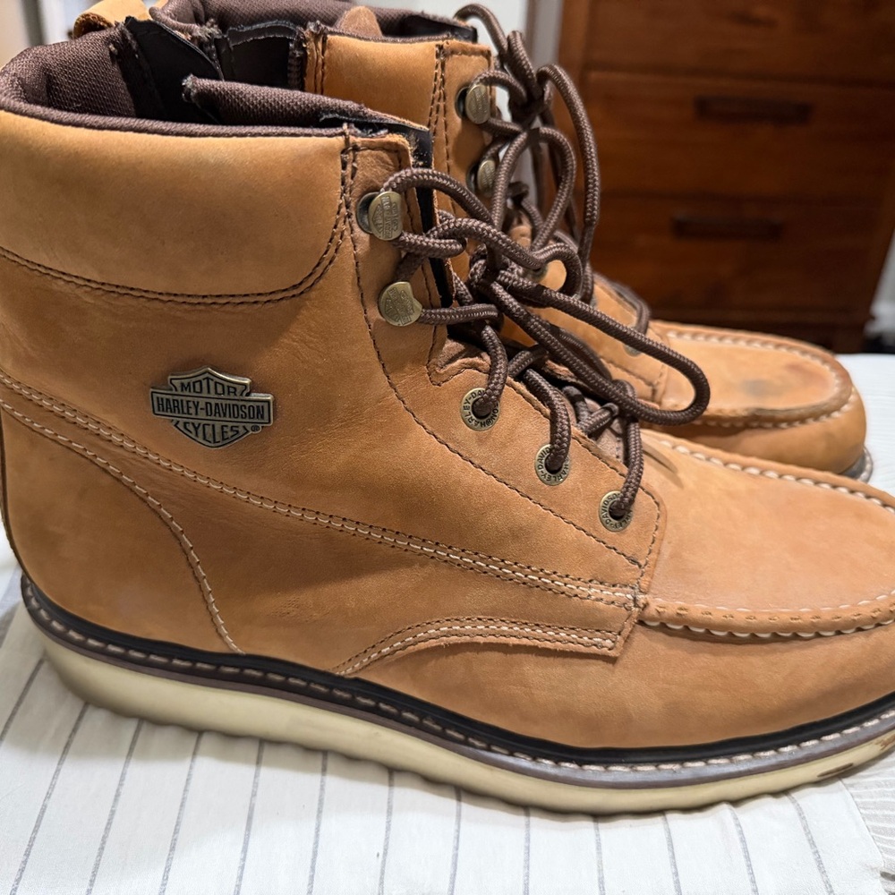 Harley-Davidson Men's Brown Leather Moc Toe Work Boots